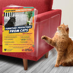 Panther Armor Furniture Protector, 8-Pack, Heavy Duty Anti-Scratch Cat Couch Protector, Transparent | Solid barrier shield, not a sticky deterrent. Couch protector from cat claws. 4 XL plus 4 large sheets, removable