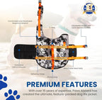 Dog Life Jacket — Premium Swim Vest with SafeChin Anti-Choke Collar | PAWS Aboard Grey Camo | RapidLift Rescue Handle, D-Ring, Reflective Trim | Boating, Kayaking, Pool | Large (50–80 lbs)