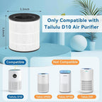 Tailulu D10 Official Air Purifier Replacement Filter（2 Pack） | H13 True HEPA Air Filter Removes Smoke, Odor, Dust, Pet Hair