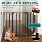 Cumbor 36" Extra Tall Baby Gate for Stairs, 30.4-56.8" Extra Wide Dog Gate Indoor, Dual Lock & Self-Closing Child Gate for Doorways, Hallways & Large Opening, Safety Baby Proofing for the House, Black