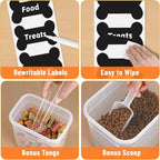 ZooZoo Dog Treat Container, Airtight Pet Food Storage, BPA-Free, 3 Pack | Stackable Transparent Jars In 3 Sizes Keep Snacks Fresh, Wide Mouth Scooping, Labels, Tongs, Marker, Puppy, Cat Supplies