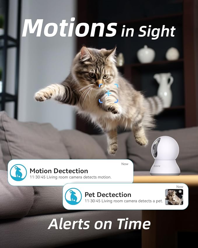 blurams Pet Camera 2K, Dog Camera with Phone App, 360° PTZ Indoor Cameras for Home Security Indoor, Color Night Vision, 2-Way Talk, Motion Detection&Tracking, Cloud&SD
