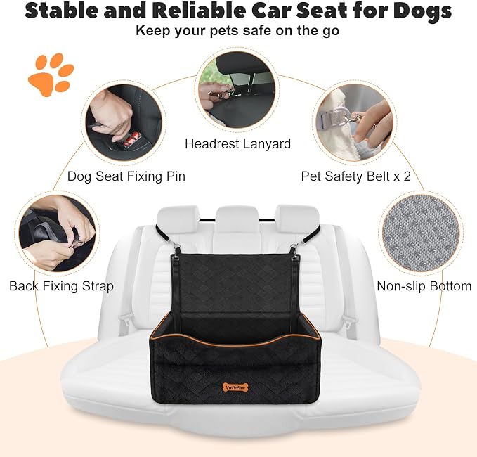 VavoPaw Medium Dog Car Seat Under 50Lbs or 2 Small Dogs Under 25Lbs