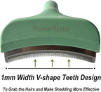 Pet Deshedding Tool with Curve Blade, Cat Grooming Brush, Tight V-shaped Teeth Shedding Comb for Cats and Dogs (Green, Large)