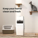 Neakasa PooGuard Litter Disposal Bin, 9.2L Trash Can for Cat Litter, Dog Waste & Diapers, with Viewing Window, Wider Opening, and 4-Month Refill Bag (White)