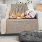 PetAmi Waterproof Dog Blanket, Leakproof Pet Throw, Twin 60x80 Taupe Beige | XL for Large Dogs, Furniture Sofa Couch Cover Protector, Fleece Cat Blanket Bed Crate Kennel, Reversible Washable Soft Plush