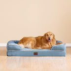 EHEYCIGA Orthopedic XXL Dog Bed, Waterproof Washable XL Big Pet Bed 52" | Non-Slip Bottom and Egg-Crate Memory Foam Extra Large Pet Couch Bed with Washable Removable Cover, Washed Blue