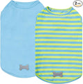 KYEESE 2Pack Dog Shirt, Soft Striped Dogs T Shirts, Lightweight Doggie Tank Top Cat Clothes, Sleeveless Dog Shirt for Small Dogs, Stretchy Pet Vest, Blue, Small