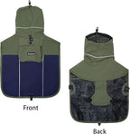 MAMORE Dog Raincoat with High Collar - Waterproof Adjustable Dog Rain Jacket, Lightweight Reflective Pet Rain Coat for Small Medium Large Dogs for Outdoor Walking Hiking(Green&Navy, Large)