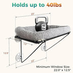 Cat Window Perch, Cordless Cat Hammock Window Seat with Sturdy Metal Frame Supports and 4 Strong Suction Cups (Grey, Short Hair)