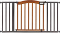 Summer Infant Anywhere Decorative Walk-Thru Pet and Baby Gate, 28” - 42.5” Wide, 30" Tall, Pressure Mounted, Insall In-between Rooms and Doorways, Walnut Wood with Metal Charcoal Accents