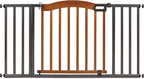 Summer Infant Anywhere Decorative Walk-Thru Pet and Baby Gate, 28” - 42.5” Wide, 30" Tall, Pressure Mounted, Insall In-between Rooms and Doorways, Walnut Wood with Metal Charcoal Accents