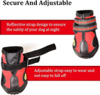 CovertSafe& Dog Boots for Dogs Non-Slip, Waterproof Dog Booties for Outdoor, Dog Shoes for Medium to Large Dogs 4Pcs with Rugged Sole Black-Red