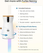Furbo 360° Dog Camera [No Monthly Fee] | 360° Rotating Live View, Barking Alerts, Treat Toss, 2-Way Audio, Night Vision, Smart Home Puppy Monitoring, No AI Alerts