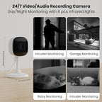 AMOROM Indoor Security Camera, Baby/Kids/Elderly/Dog/Cat Camera | AI Smart Detection & Alarm, 2-Way Audio, Night Vision, 2.4G WiFi App Control, Cloud & SD Card Storage, 1 Pack