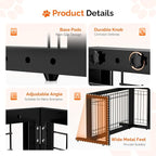Bonnlo Free Standing Dog Gate, 37" - 68" Wide Pet Gate for Fireplace Stairs Doorways, Wooden Adjustable Pet Fence Indoor, Christmas Tree Gate (Black)