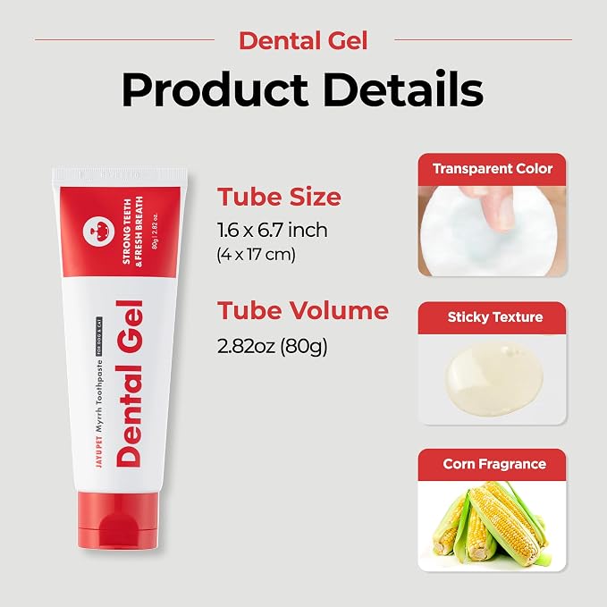 JAYU PET Dental Gel Dog Cat Toothpaste, 2.8 Ounce | Removing Plaque and Tartar, Teeth Cleaning & Breath Freshener, Puppy Kitten Dental Care