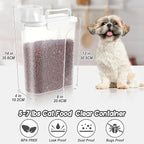 LEAWALK 5-7LBS Plastic Dog Cat Storage Container PBA-free, Pet Food Containers with 4-Buckle Handle Design is Leak-Proof, Easy to Clean and Portable-Whtie