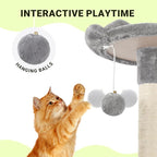 Allewie 64 Inches Multi-Level Cat Tree Tower for Indoor Cats, Grey | Activity Center for Big Felines, 2 Plush Condos, 2 Perches, Cozy Basket, House, Sisal Scratching Posts, Hanging Cat Toys