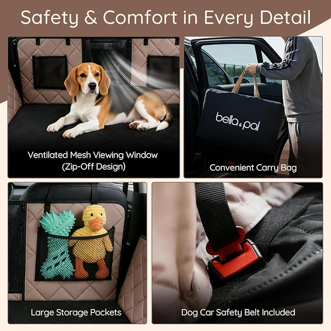 Back Seat Extender for Dogs Hard Bottom, Dog Car Seat Cover for Back Seat Holds 420lbs, Sturdy Backseat Dog Platform for Large Breed Dogs, 600D Oxford & Waterproof Pet Hammock for Cars, SUVs & Trucks