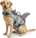 ASENKU Dog Life Jacket - Pet Safety Vest for Swimming & Boating, Shark Life Jacket with Floatation, Dog Lifesavers Swimsuits for Small Medium Large Dogs (Grey, XL)