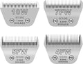 Dog Grooming Wide Blades Set,Compatible with Andis,Oster,Wahl KM10 Clippers | Cut Length 1/16"(1.5mm) to 3/8”(9.5mm) ,Include Size 10W/7FW/5FW/4FW ,4 Pack