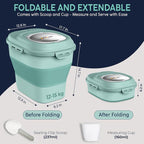 Dog Food Storage Container 30-35 lb, Airtight Collapsible Cute Dog Food Container with Wheels & Scoop, Stackable Pet Food Storage Container for Dog & Cat Food