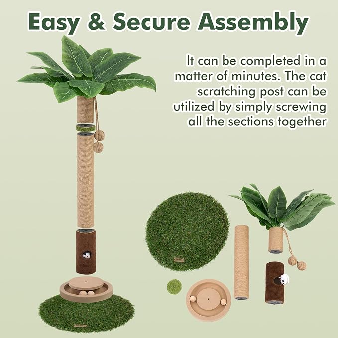 Woochpet Tall Cat Scratching Post,Cat Toys,Cat Scratcher Tree for Large Cat | Heavy Duty,Protect Sofa,Modern Boho,Cat Ball Track,Cat Tree,For Indoor Cats