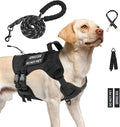 No Pull Tactical Dog Harness for Large Dogs, Service Dog Vest, L, Black | Tactical Dog Vest Harness and Leash Set, Adjustable Military Service Dog Harness with Handle for Medium Large Dogs