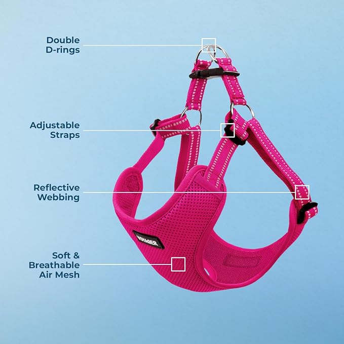 Voyager Step-in Flex Adjustable Dog Harness - Fuchsia, X-Small | 13 - 16" in Chest, Fully Adjustable, Reflective Bands, All Weather Breathable Air Mesh, Lightweight, Fast Drying