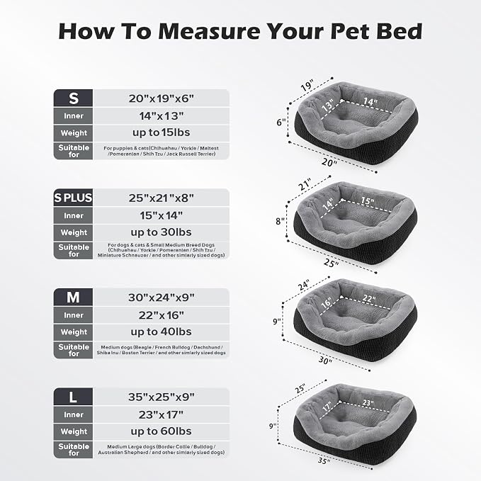 INVENHO Dog Bed Medium Size, Orthopedic Warming Soft Calming Sleeping Durable with Anti-Slip Bottom