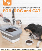 10-26Lbs Airtight Dog Food Container 2Pcs,Collapsible Pet Food Storage | Dog Food Storage with Double Airtight Seal,Magnetic Lid,Cat Food Container Dry Food,Space-saving,Scoops and Measuring Cups