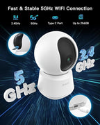 ARENTI 360° View 4MP 5G WiFi 6 Pet Camera P2F 2PC with 64G Local Storage | Pan/Tilt, Auto Tracking, AI Human/Motion/Sound Detection, Night Vision, 2-Way Audio, Custom Zones, Timer Cruise, Sleep Mode