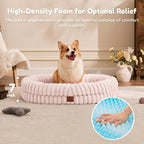ChiXnuggle Orthopedic Dog Bed, Washable Cover, Faux Fur Bolster Pet Couch | waterproof,egg crate foam,non-slip bottom,for large dogs,pink,35*28*7,dog sofa