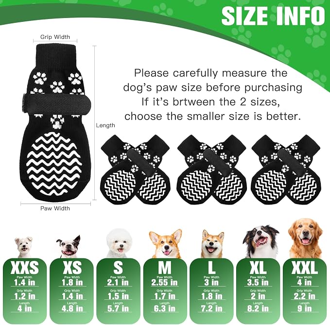 EXPAWLORER 6Pcs Anti Slip Dog Socks to Prevent Licking Paws, Dog Shoes for Hot Pavement Double Sides Dog Boots & Paw Protectors Booties for Hardwood Floors with Grip Small Medium Large Senior Dogs, XS