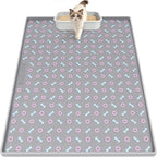 Silicone Cat Litter Mat 40" x 28" Cat Mat for Litter Box, Light Grey | Extra Large Litter Box Mat, Waterproof Cat Litter Trapping Mat, Non-slip, Leakproof Kitty Litter Mat with Bone Pattern