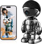 GBIUT Indoor Camera 2K HD 5G/2.4Ghz WiFi Pet Robot Camera Motion Detection and Alarm,Two-Way Talk,Color Night Vision, Nanny Cam Compatible with Alexa（Black）