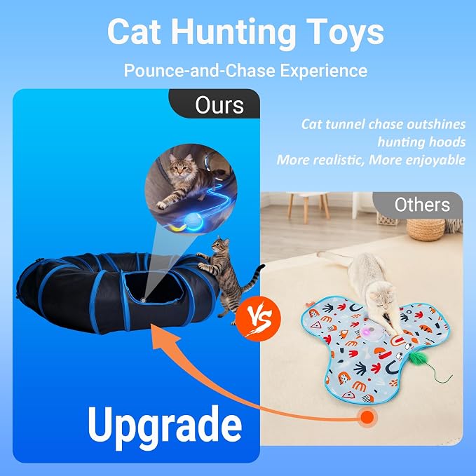 Automatic Cat Toy, Motion Activated Interactive Cat Toy Ball with Cat Tunnel, Hide and Seek Puzzle Game for Indoor Cats Kittens, Interactive Cat Toy to Relieve Boredom