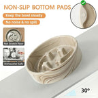 Stoneware Slow Feeder Dog Bowls Small Breed, 0.6 Cups, 6.4 Inch | Raised maze design slows fast eating for small dogs, puppies and cats; Marble Pattern Design，non-slip and dishwasher safe.