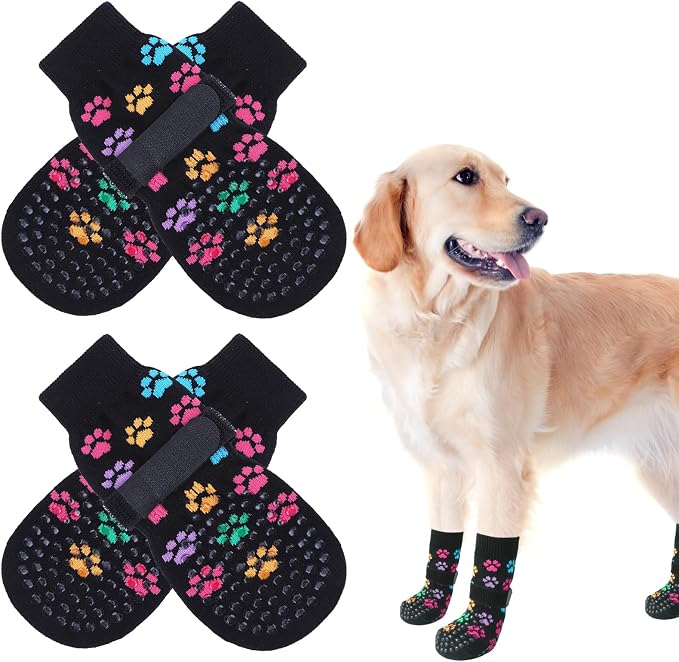 SCENEREAL Anti Slip Dog Socks to Prevent Licking Paws for Hardwood Floors | Double Sides Dog Shoes Boots & Paw Protectors for Hot/Cold Pavement, Dog Grippy Booties for Small Medium Large Senior Dogs
