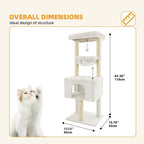 ROYPET Fashion Design 43.3" Cat Trees with Cat Houses Spring Balls,Beige