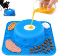 2-in-1 Slow Feeder Dog Bowl, Rolling Ball & Lick Mat, Large Blue | 16.9 oz silicone bowl mat with non-slip suction cups for liquid and thick treats, for large, medium, small dogs and cats