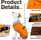 Lelepet Dog Coat Waterproof Dog Jacket Fleece Vest with Adjustable Buckle | Reflective Winter Coat with Leash Hole Windproof Cold Weather Coats for Small Medium Large Dogs, Warm Hunting Vest, Orange, S
