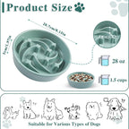 Ceramic Slow Feeder Dog Bowls,1.5 Cups Dog Food Dish for Medium Large Breed | Food Bowl for Fast Eater, 28OZ, 8.15 inch (Light Green)