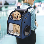Expandable Cat Carrier Backpack,Large Space,Airline Approved,18 lbs | Portable Pet Carrier Backpack with Super Ventilated, Ideal for Traveling/Hiking /Camping/ Vet, Blue