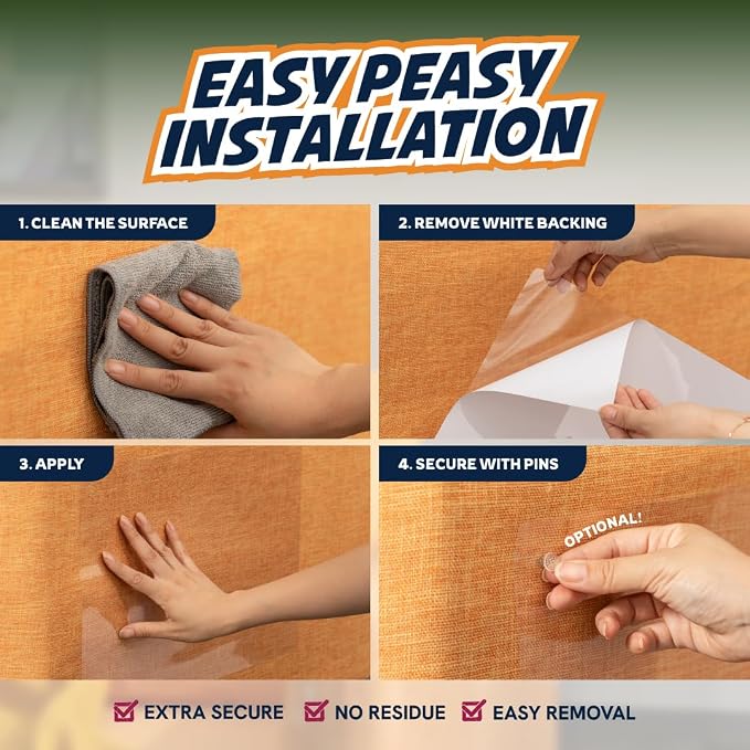 Panther Armor Cat Furniture Protector, 18 Clear Sheets with Twist Pins | Solid barrier shield, not a sticky deterrent. Couch protector from cat claws. 9 XL plus 9 large sheets, removable
