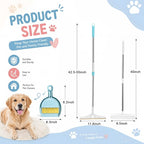 3 Pcs Pet Hair Removal Tool Adjustable Carpet rake & Lint Roller & Dustpan | 55'' Adjustable Long Handle Carpet Rake Large Lint Roller & Dustpan Pet Hair Remover for Rugs, Mats, Couch, Furniture