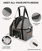 BurgeonNest Top-Expandable Cat Carrier with Semi-Open Canopy, Up to 15 lbs | Soft Sided Cat Bag Carrier for Medium Large Pet, Upgraded Small Dog Car Seat, Puppy Travel Bag for Trip Features Safety Leash