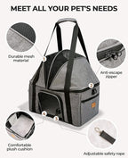 BurgeonNest Top-Expandable Cat Carrier with Semi-Open Canopy, Up to 25 lbs | for Medium Large Pet, Upgraded Small Dog Car Seat, Pet Travel Bag for Trips