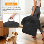 GGIB Calming Dog Bed Fluffy Plush Dog Mat for Furniture Protector with Removable Washable Cover for Large Medium Small Dogs and Cats (Extra Extra Large, Dark Grey)